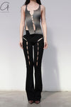 Rui Zhou WV05 series hollow flared stretch casual pants RUI-RUIFW21WV05-HEI Black Onyx